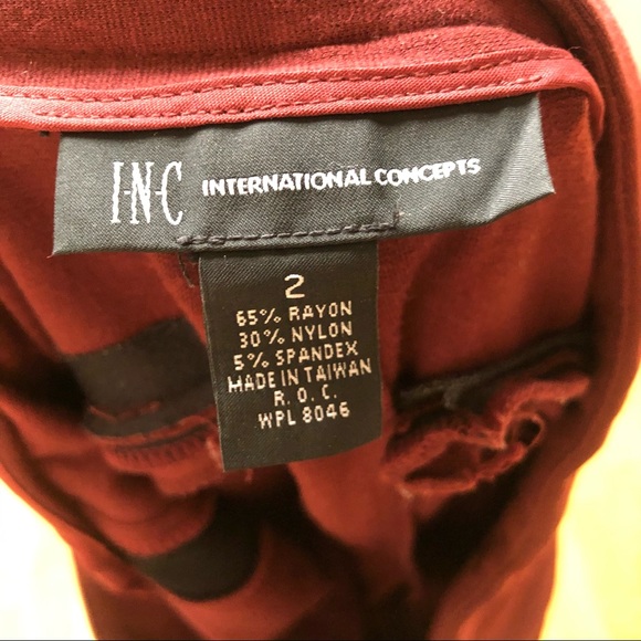 INC Maroon button leggings black tuxedo stripe - Picture 2 of 4